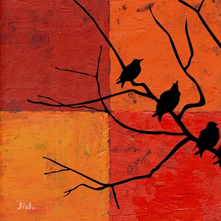 Framed Three Birdies I Print