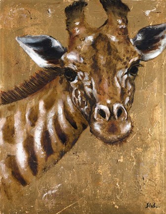 Framed Gold Giraffe Print