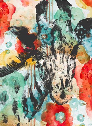 Framed Vibrant Giraffe Print