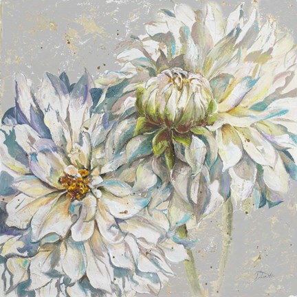 Framed Grey Dahlias I Print