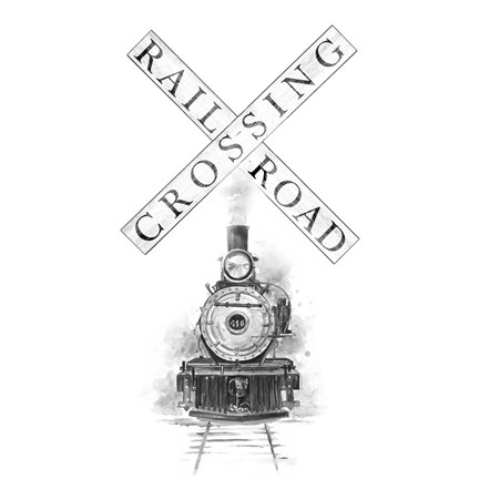 Framed Railroad Crossing Print