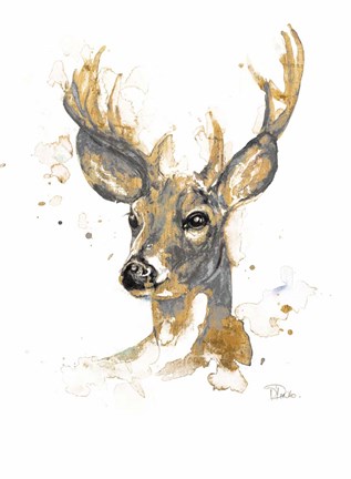 Framed Gold Antlers I Print