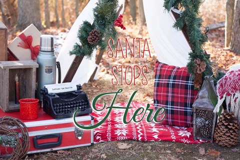 Framed Santa Stop Here Print