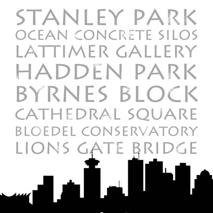Framed Vancouver Skyline Square Print