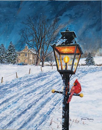 Framed Winterberry Lamppost Print