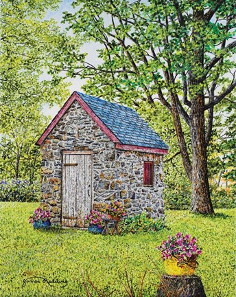 Framed Spring at the Springhouse Print