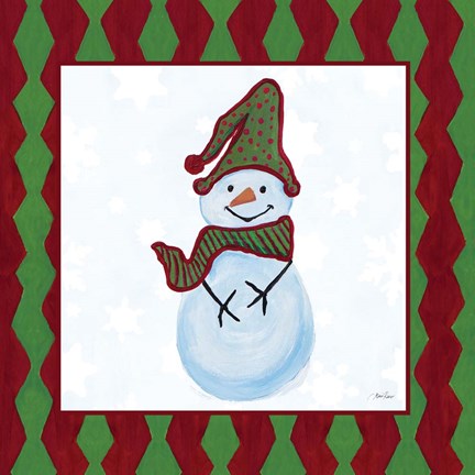 Framed Snowman Zig Zag Square III Print