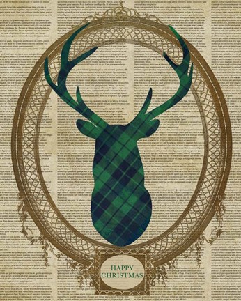 Framed Holiday Tartan Deer II Print