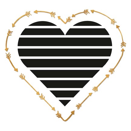 Framed Heart Stripes and Gold Arrows Print