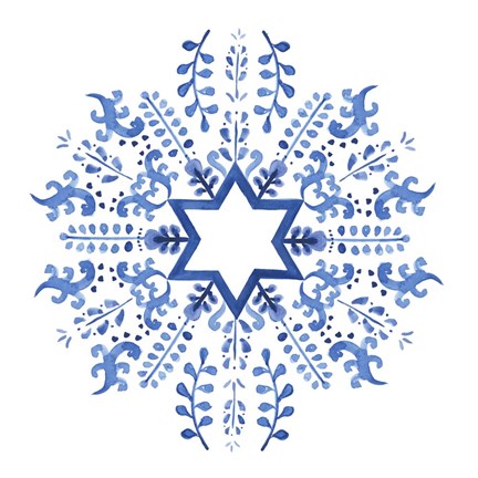 Framed Indigo Hanukkah II Print