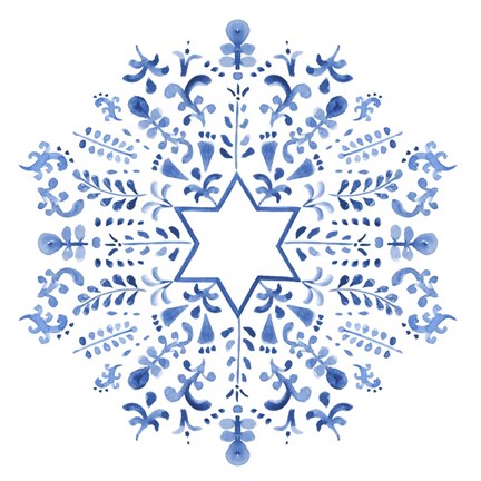 Framed Indigo Hanukkah III Print