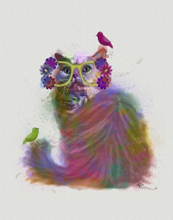 Framed Cat Rainbow Splash 9 Print