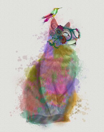 Framed Cat Rainbow Splash 11 Print