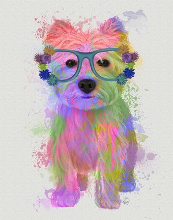 Framed West Highland Terrier Rainbow Splash Print
