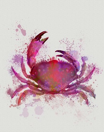 Framed Crab 1 Pink Rainbow Splash Print