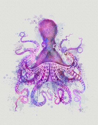 Framed Octopus Rainbow Splash Pink Print