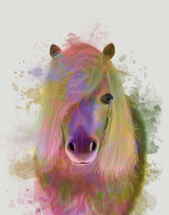 Framed Pony 1 Portrait Rainbow Splash Print