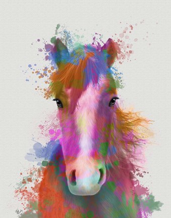 Framed Horse Portrait 2 Rainbow Splash Print