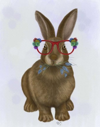 Framed Rabbit and Flower Glasses Print