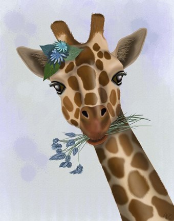 Framed Chewing Giraffe 1 Print