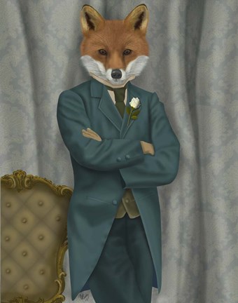 Framed Fox Victorian Gentleman Portrait Print