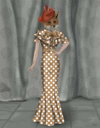 Framed Fox Lady 1930s Print