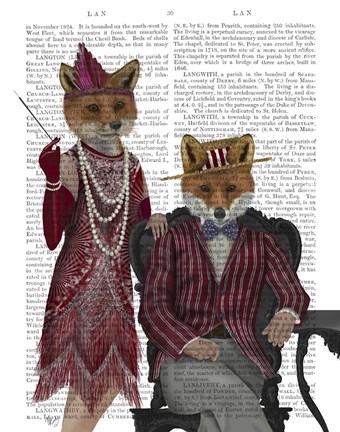 Framed Fox Couple 1920s Print