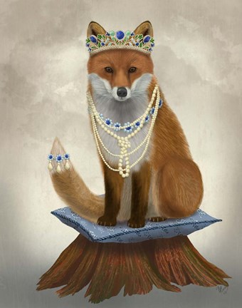 Framed Fox with Tiara, Full Print