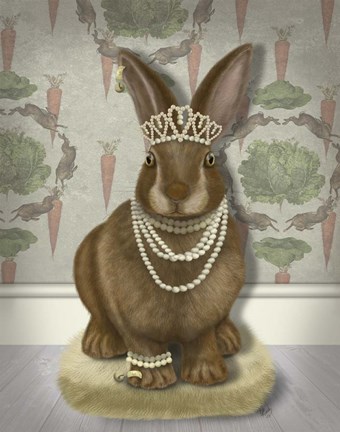 Framed Rabbit and Pearls, Full Print