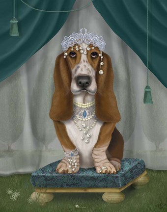 Framed Basset Hound and Tiara Print