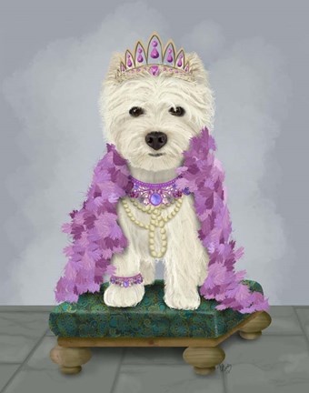 Framed West Highland Terrier with Tiara Print