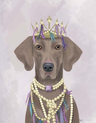 Framed Weimaraner with Tiara Print