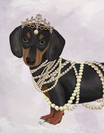 Framed Dachshund and Tiara Print