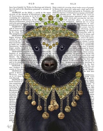 Framed Badger with Tiara, Portrait Print