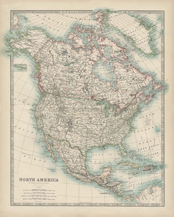 Framed Map of North America Print