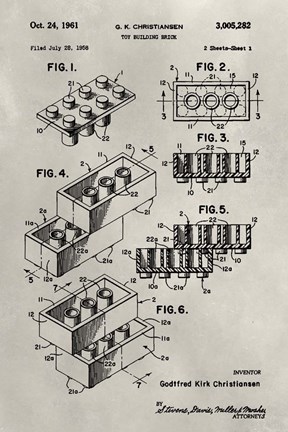 Framed Patent--Lego Print