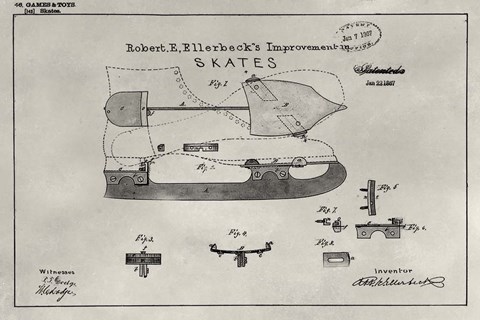 Framed Patent--Skate Print