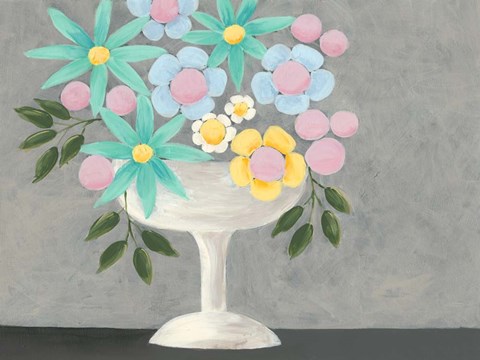 Framed Nouveau Flowers II Print