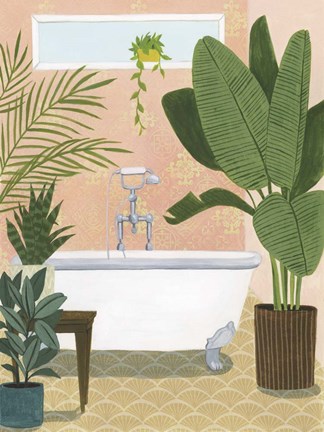 Framed Bathtub Oasis I Print