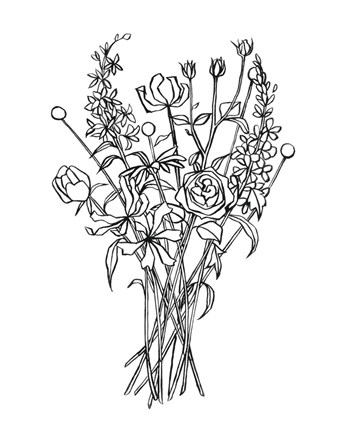 Framed Black &amp; White Bouquet III Print