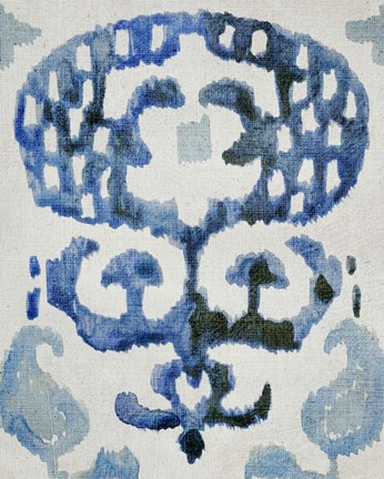 Framed Sapphire Ikat I Print