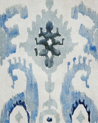Framed Sapphire Ikat V Print