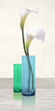 Framed Callas in crystal vases I Print
