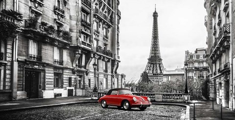 Framed Roadster in Paris (Rouge) Print