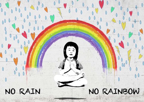 Framed No Rain No Rainbow Print