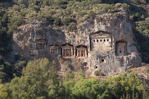 Framed Turkey, Dalyan, Mugla Province The Six Lycian Rock-Cut Tombs Print
