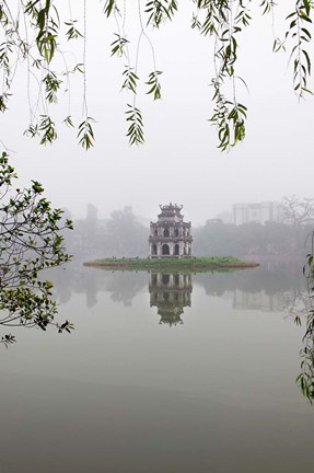 Framed Hanoi Lake, Hanoi, North Vietnam, Pagoda Print