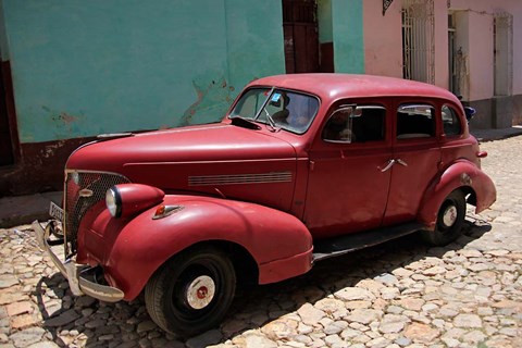 Framed Central America, Cuba, Trinidad Classic American Car In Trinidad Print