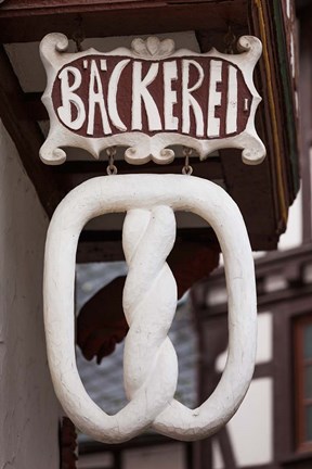 Framed Germany, Hesse, Limburg An Der Lahn, Pretzel Bakery Sign Print