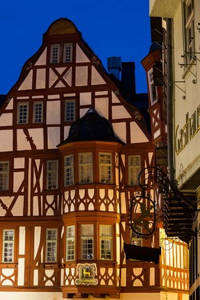 Framed Germany, Hesse, Limburg An Der Lahn, Half-Timbered Building, Dawn Print